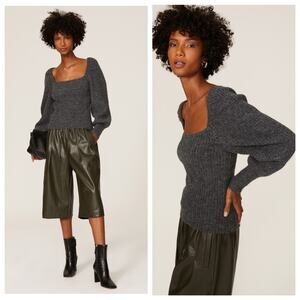 Rebecca Minkoff Pixi Wool Blend Knit Sweater In Dark Grey Size L